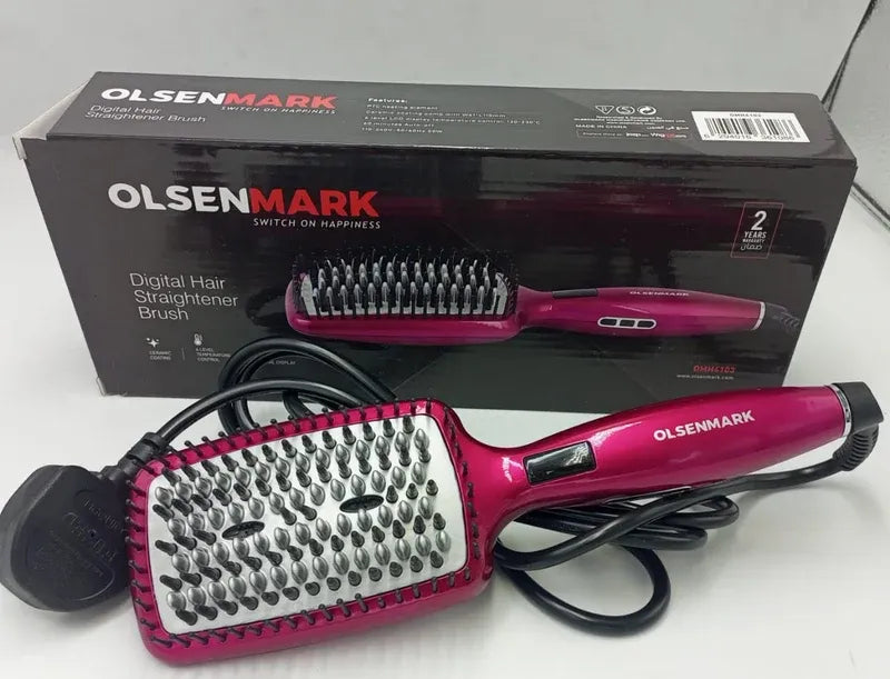 Digital Hair Straightener Brush 50W OMH4103, LCD Display, Smooth and Easy To Use Design, Ceramic Coated Plate, 60 minutes Auto Shut Off purple