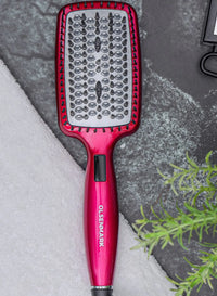 Digital Hair Straightener Brush 50W OMH4103, LCD Display, Smooth and Easy To Use Design, Ceramic Coated Plate, 60 minutes Auto Shut Off purple