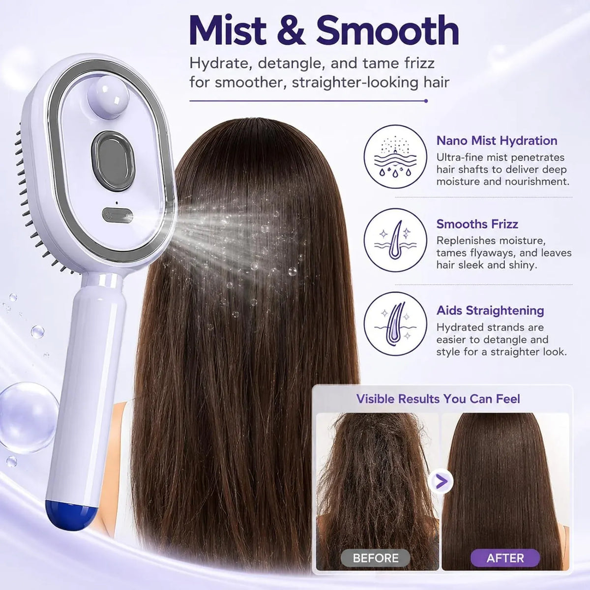 Electric Spray Air Cushion Massage Comb – Hydrating Hair &amp; Scalp Care Brush
