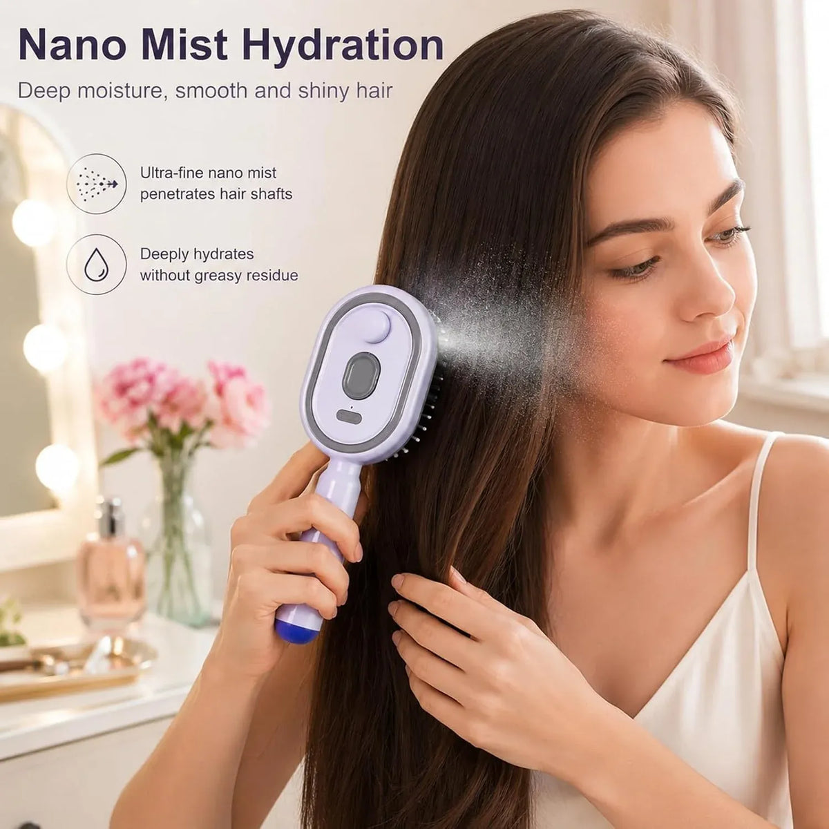 Electric Spray Air Cushion Massage Comb – Hydrating Hair &amp; Scalp Care Brush