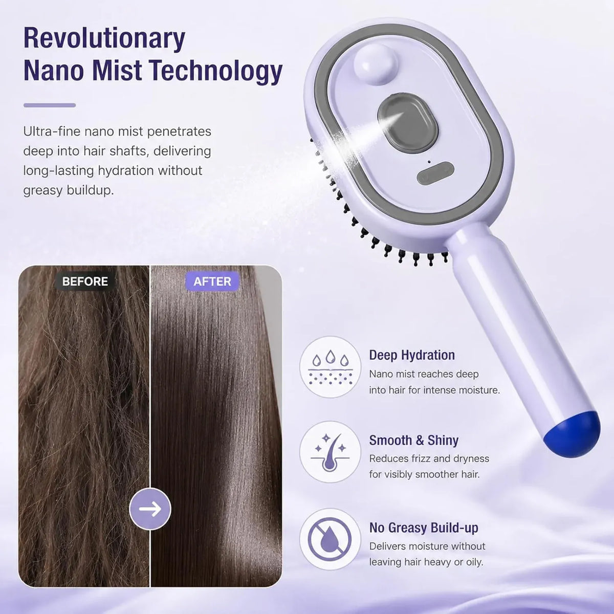 Electric Spray Air Cushion Massage Comb – Hydrating Hair &amp; Scalp Care Brush
