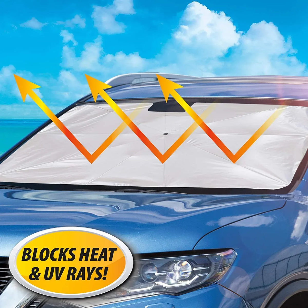 BrellaShield Car Windshield Sun Shade – Foldable UV Protection